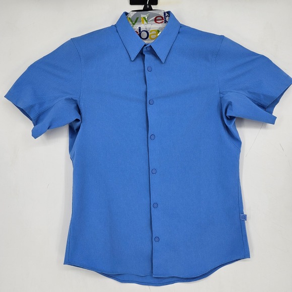 Lululemon Polo Shirt Mens Small Performance Activewear Short Sleeve Blue - Picture 1 of 10